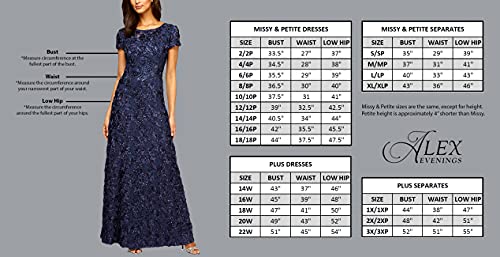 Alex Evenings Women's 3 4 Sleeve Stretch Lace Bodice Mock One Piece Gown